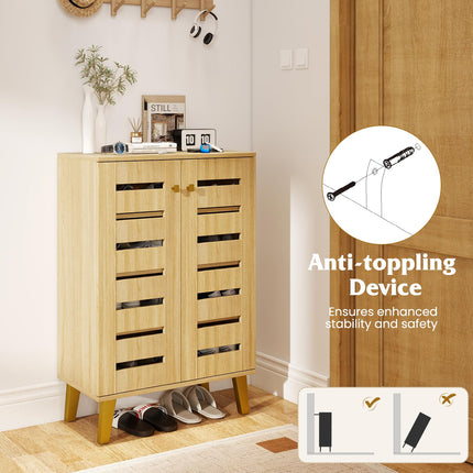 Dreamade Shoe Cabinet with Doors 4-Tier Freestanding Shoe Organizer Cabinet