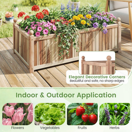 Dreamade Wooden Raised Garden Bed Natural Acacia Wood Rectangular Planter Box with Liner