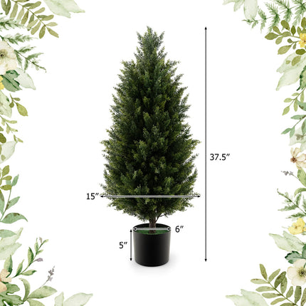 Dreamade 3FT Artificial Topiary Cedar Tree, Faux Potted Plants Artificial Cypress Tree with Cement Plastic Pot