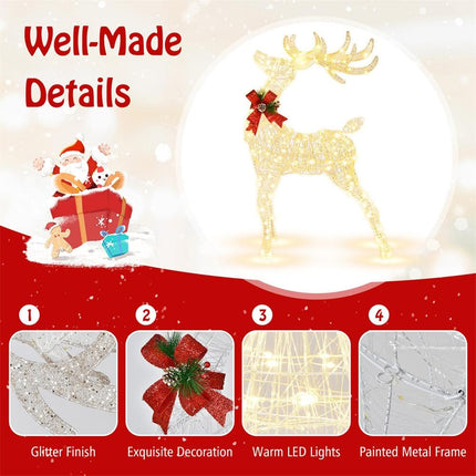 Dreamade Lighted Christmas Reindeer | 4.4 FT Pre-Lit Xmas Holiday Decoration