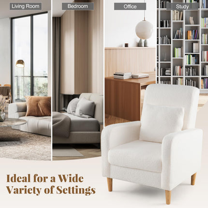 Dreamade Modern Accent Chair with Lumbar Pillow Teddy Fleece Cover