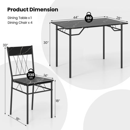 Dreamade Dining Table Set for 4, 5-Piece Breakfast Nook with Kitchen Table, 4 Dining Chairs