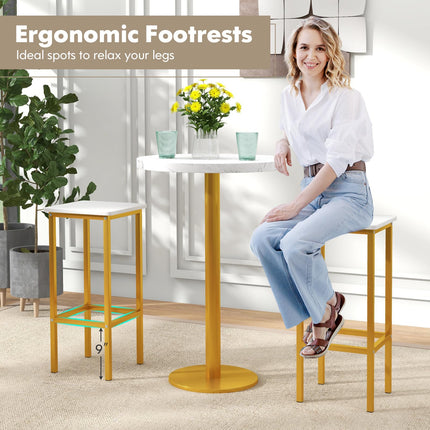 Dreamade Bar Stools Set of 4, 26" Backless Barstools with Metal Legs & Footrest, Breakfast Bar Dining Chairs