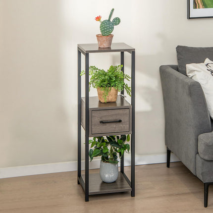 Dreamade 3 Tier Tall Plant Stand Indoor, 36 Inch Corner Plant Holder with Drawer & Metal Frame