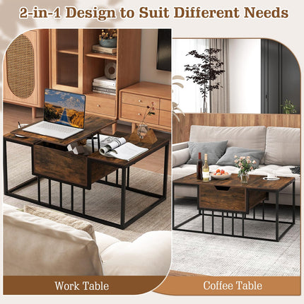 Dreamade Modern Center Table with Hidden Storage Compartment