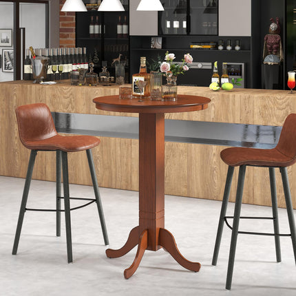 Dreamade 30” Round Bar Table, Dining Table with Rubber Wood Frame