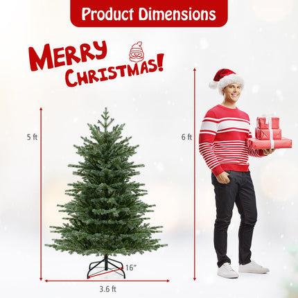 Dreamade 5ft / 6ft / 7ft Pre-Lit Artificial Christmas Tree with Lush PVC & PE Tips Warm White LED Lights