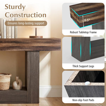 Dreamade 63" Farmhouse Console Table | 2-Tier Narrow Entryway Table with Storage Shelf