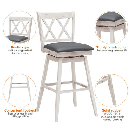 Dreamade Bar Stool with Foot Rest Upholstered Cushion & Ergonomic Backrest