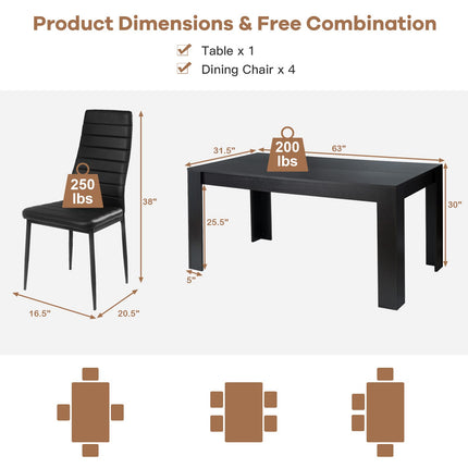 Dreamade 5 Pieces Dining Table Set, Modern Kitchen Table Set
