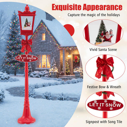Dreamade 8 ft Musical Christmas Streetlight w/Warm White LED Lights Snowy Effects Santa Scene