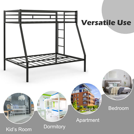 Dreamade Metal Bunk Bed, Twin Over Full Size Bed w/ Removable Ladder & Steel Slats Support