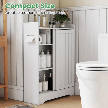 Dreamade Bathroom Slim Storage Cabinet w/2 Sliding Doors & Adjustable Shelves