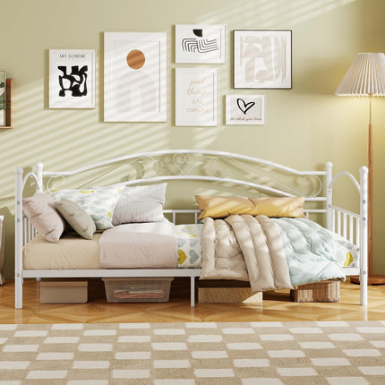 Dreamade Modern Sofa Day Bed with Stylish Headboard & 12 Metal Slats Support