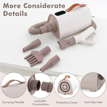 Dreamade Dog Dryer, Dog Hair Dryer with Adjustable Air Speed and Temperature Control, 4 Nozzles, Negative Ion Function