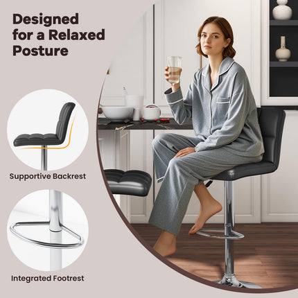 Dreamade Swivel Bar Stools Set of 2/4, Upholstered Counter Height Bar Chairs with Back