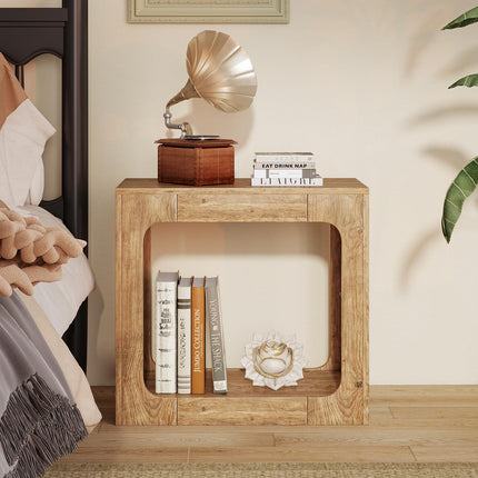 Dreamade Narrow End Table 2-Tier Farmhouse Side Table with Open Storage Shelf