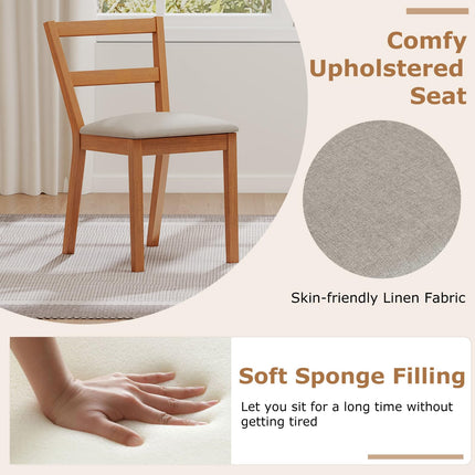 Dreamade Wooden Dining Chairs Set of 2/4 Farmhouse Upholstered Kitchen Chairs with Rubber Wood Legs & Fabric Padded Seat