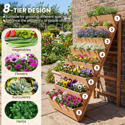 Dreamade 8-Tier Wooden Vertical Raised Garden Bedwith Legs