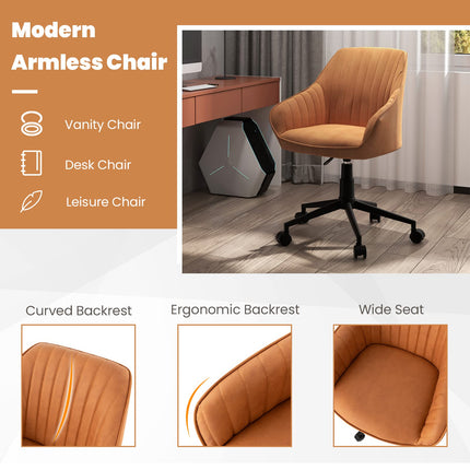 Dreamade Leather Office Chair Brown, Mid Century Desk Chair with Wheels and Ergonomic Armrests