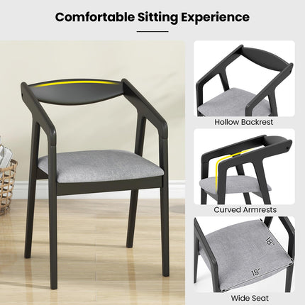 Dreamade Wooden Dining Chairs Set, Linen Fabric Upholstered Kitchen Chairs w/Armrests & Padded Cushion