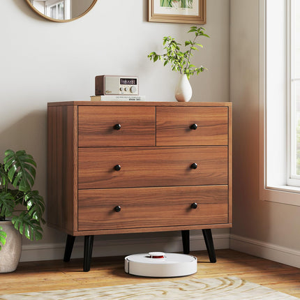 Dreamade 4-Drawers Dresser for Bedroom | Wide Wooden Chest Drawers with Anti-Toppling Devices