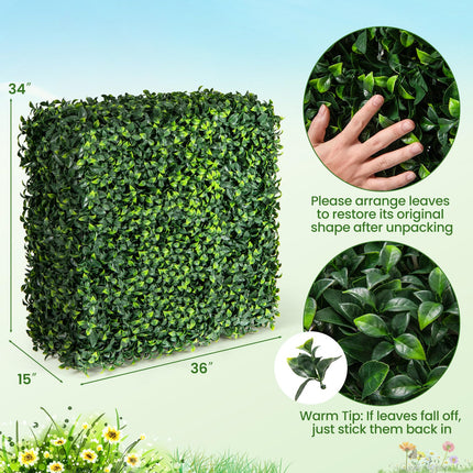 Dreamade Artificial Boxwood Hedge Wall, Faux Grass Wall with PE Leaves and Aluminum Frame