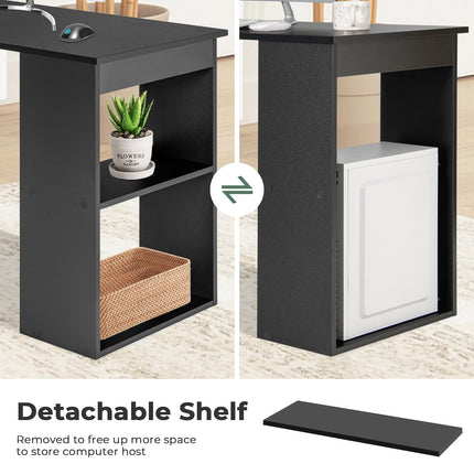 Dreamade 48 Inch Computer Desk with Bookshelf, 3-in-1 Home Office Desk with 4-Tier Bookcase & CPU Stand