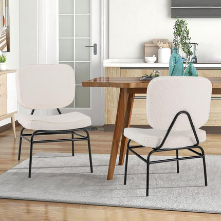 Dreamade Modern Armless Accent Chair - Sherpa Reading Chair with Sponge Padding
