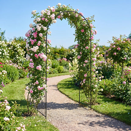 Dreamade 87" Decorative Metal Garden Arbor Arch Trellis for Climbing Plants