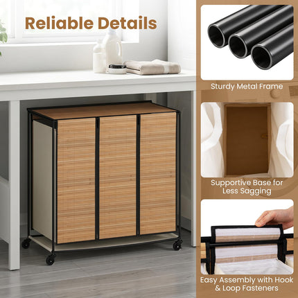 Dreamade Laundry Hamper Sorter 3 Section with Lid
