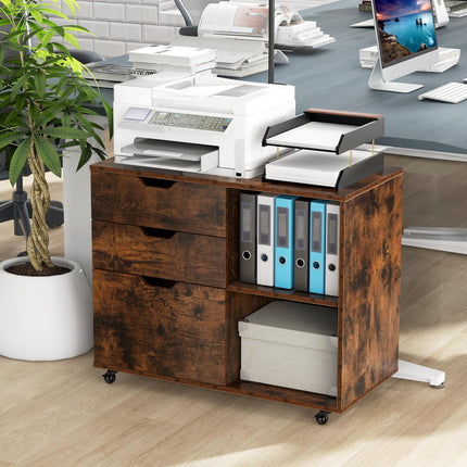 Dreamade 3 Drawer File Cabinet, Office Storage Cabinet Fits Files Letter, A4, Legal Size