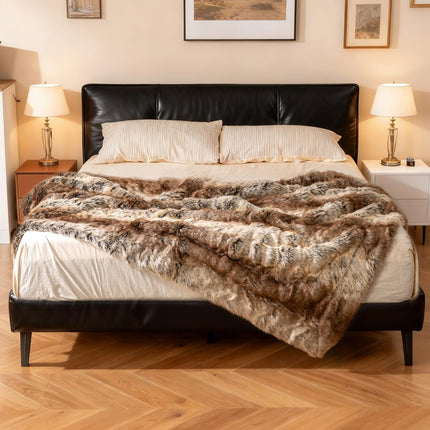 Dreamade 760GSM Soft Plush Fuzzy Luxury Faux Raccoon Fur Blanket for Sofa