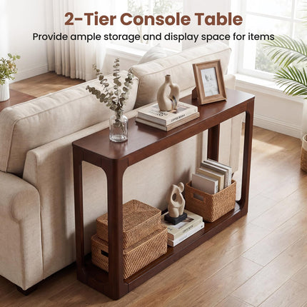 Dreamade 47" Wood Console Table 2-Tier Mid Century Modern Entryway Table