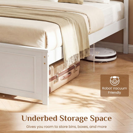 Dreamade Wood Queen/Full/Twin Size Farmhouse Solid Platform Bed
