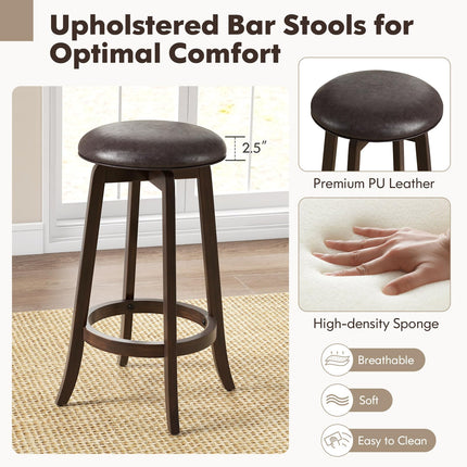 Dreamade Bar Stools Set， 29"/ 24" Bar Height Bar Stools w/ 360° Swivel Round Seat & Footrest
