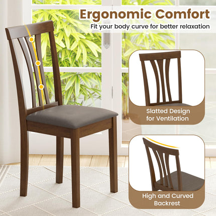Dreamade Wooden Dining Chairs Set of 2/4 Linen Fabric Upholstered Kitchen Armless Chair