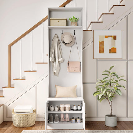 Dreamade 3-in-1 Hall Tree with Bench and Shoe Storage 23.5" Tall Coat Rack