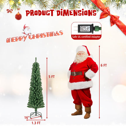 Dreamade Pre-Lit Slim Pencil Christmas Tree Slender Holiday Tree for Home Office Decoration