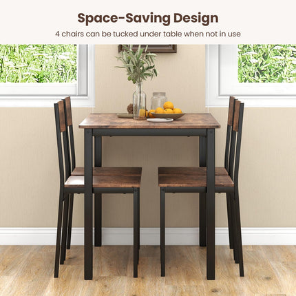 5 Piece Dining Table Set Industrial Style Kitchen Table and Chairs for 4-Rustic Brown
