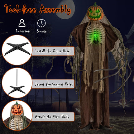 DREAMADE 5.7 FT Halloween Standing Animatronics Pumpkin Man with Green Ribs