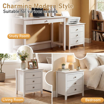 Dreamade 3-Drawer Night Stand Set 1/2 22’’ Compact Sofa End Couch Side Table