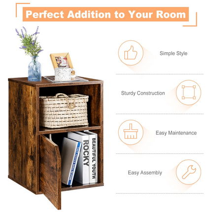 Dreamade Set of 2 Nightstands, End Table Bedside Table w/Storage Cabinet and Open Shelf