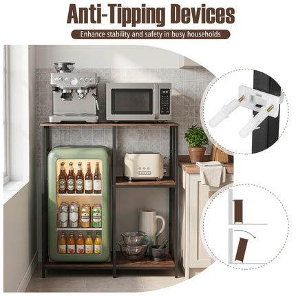 Dreamade Kitchen Bakers Rack | 3-Tier Microwave Stand Stand with Open Shelves