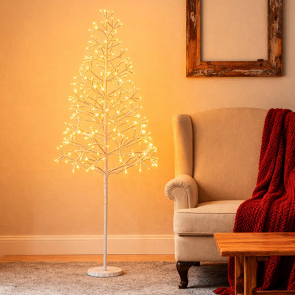 Dreamade LED Birch Tree, 5/6/7 FT Pre-lit Twig Tree with Warm White Light LED Lights, Weighted Base