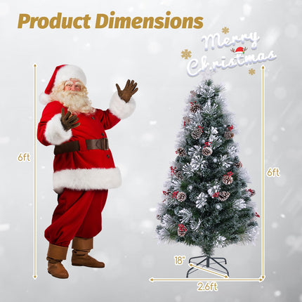 Dreamade Pre-lit Fiber Optic Christmas Tree, Artificial Snowy Xmas Tree with 49 Cool White LED Lights