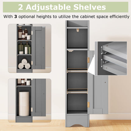 Dreamade Small Bathroom Storage Cabinet Corner Floor Cabinet with Door & Adjustable Shelves