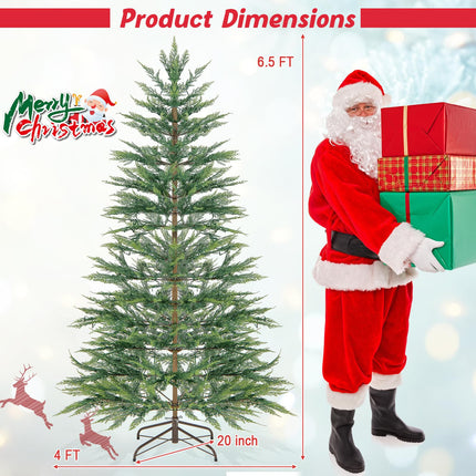 Dreamade 6.5ft / 7.5ft Simulated Artificial Cypress Xmas Tree with Warm-White Fairy LED Lights