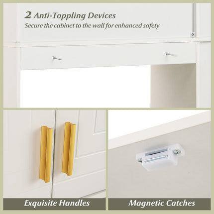 Dreamade Over The Toilet Storage Cabinet with LED Light Doors Toilet Paper Holder