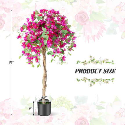 Dreamade 4.5FT Bougainvillea Artificial Tree, Fake Potted Plant w/ 312 Flowers - DreamadeUS